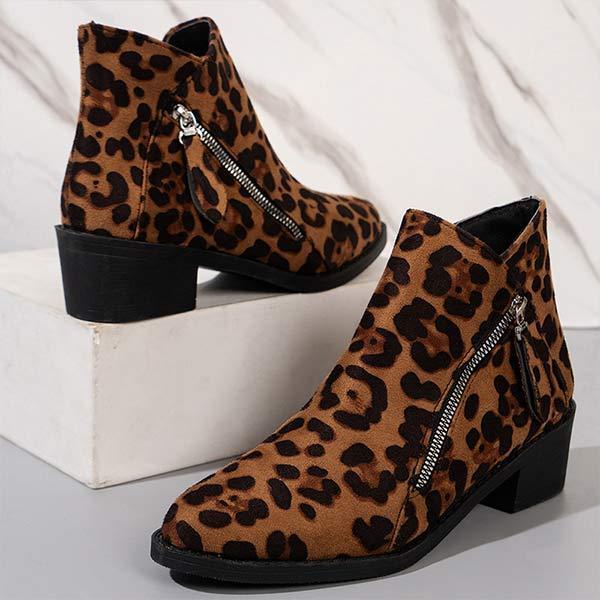 Women's Suede Chunky Heel Short Boots