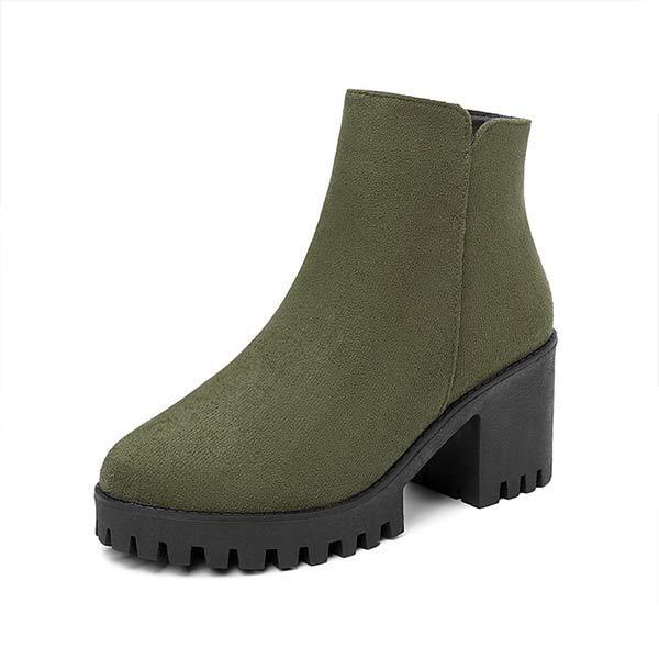 Women's Round-Toe Chunky High Heel Chelsea Boots With Thick Sole