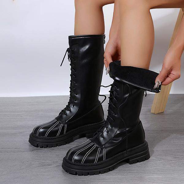 Women's Casual Lace-Up Thick Sole Long Boots