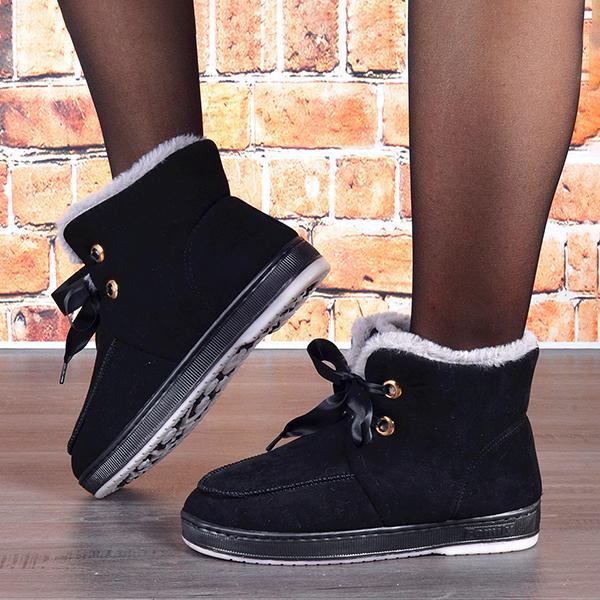 Women's Casual Flat Lace Up Snow Boots