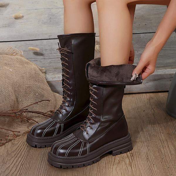Women's Casual Lace-Up Thick Sole Long Boots