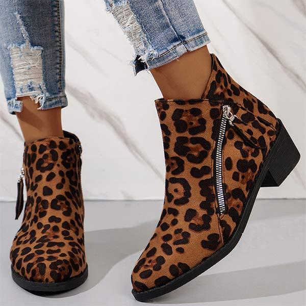 Women's Suede Chunky Heel Short Boots