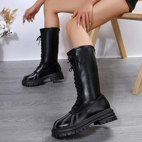 Women's Casual Lace-Up Thick Sole Long Boots