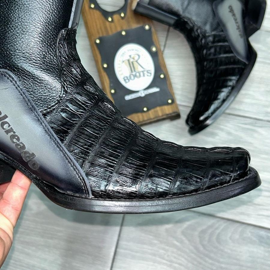 Men's Crocodile-Print Leather Colorblock Boots