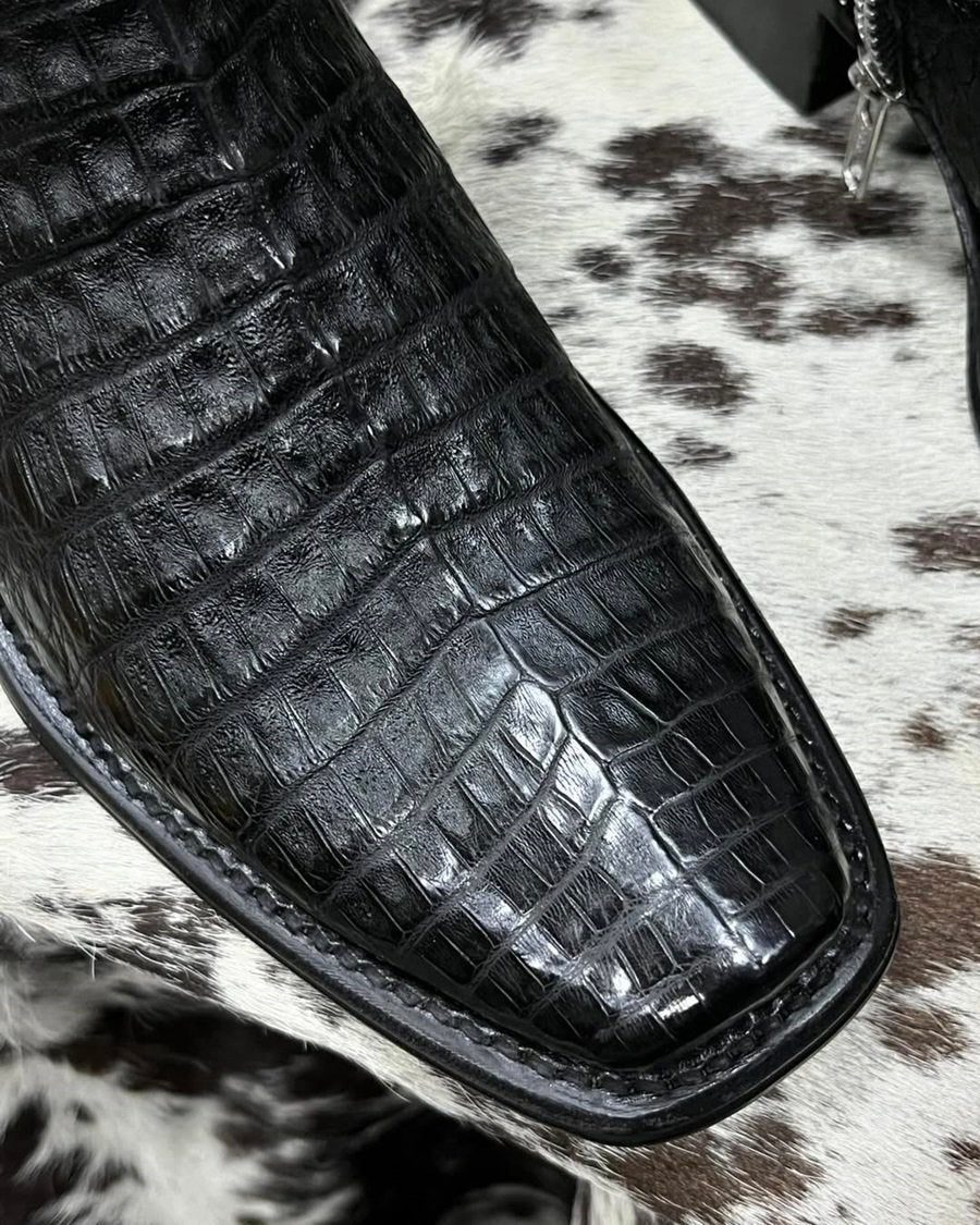 Men's Crocodile-Print Leather Colorblock Boots