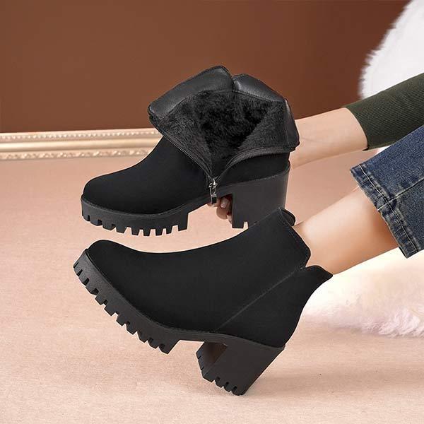 Women's Round-Toe Chunky High Heel Chelsea Boots With Thick Sole
