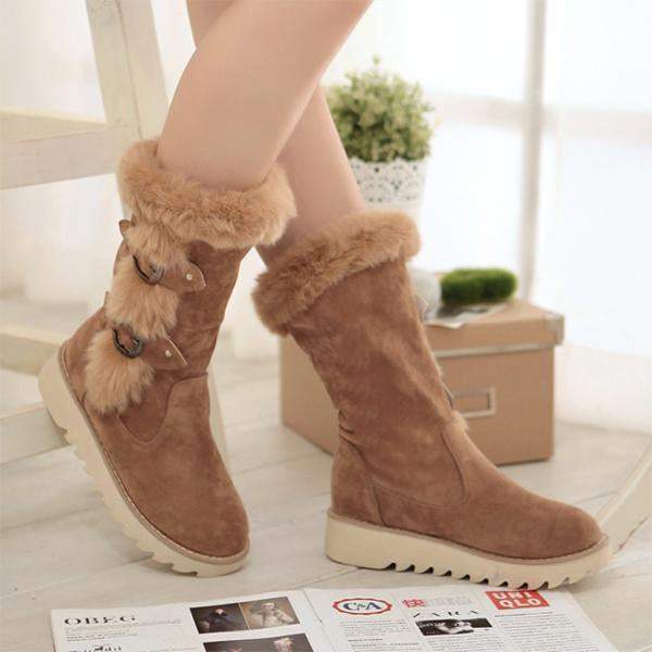 Women's Casual Thick Soled Furry Gear Sole Warm Cotton Boots