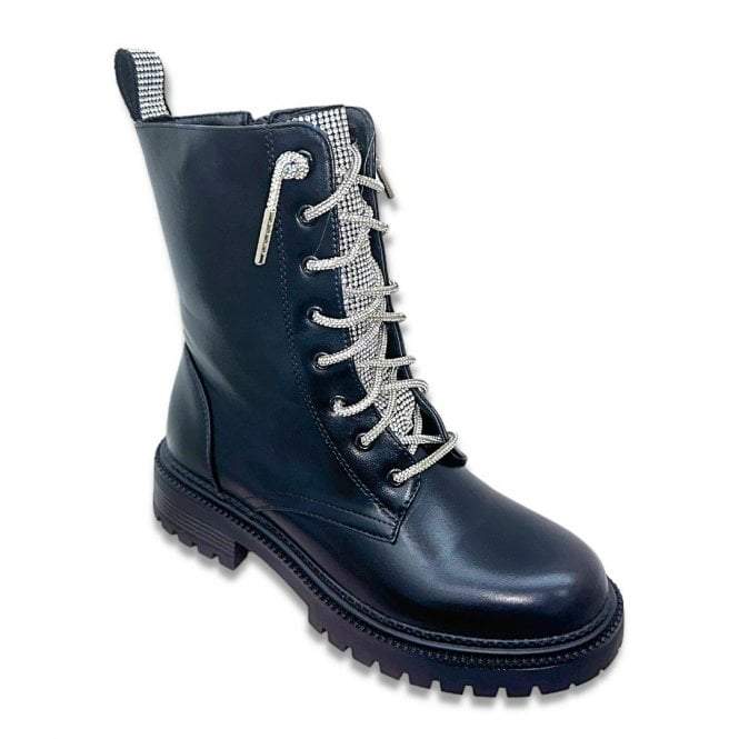 Crystal Dazzle Lace Up Boots