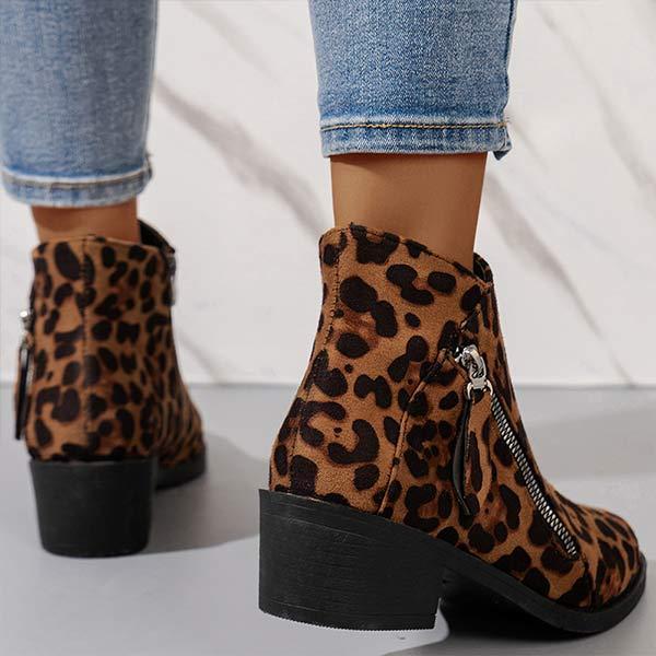 Women's Suede Chunky Heel Short Boots