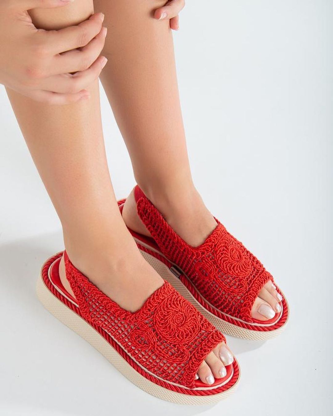 Lace Straw Detailed Women's Sandals