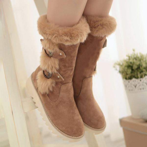 Women's Casual Thick Soled Furry Gear Sole Warm Cotton Boots