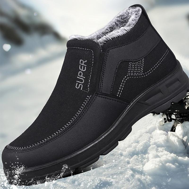 Men's Velvet Walking Casual Outdoor Waterproof Warm Loafers
