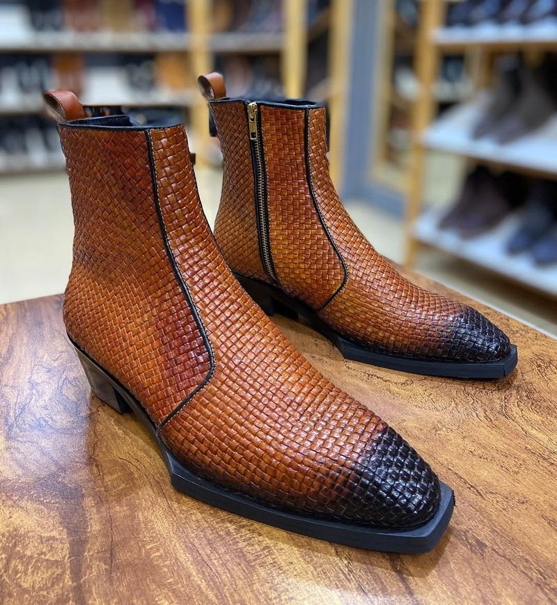 2025 Men's Crocodile Leather Ankle Boots