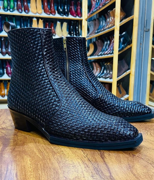 2025 Men's Crocodile Leather Ankle Boots