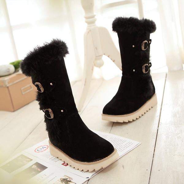 Women's Casual Thick Soled Furry Gear Sole Warm Cotton Boots