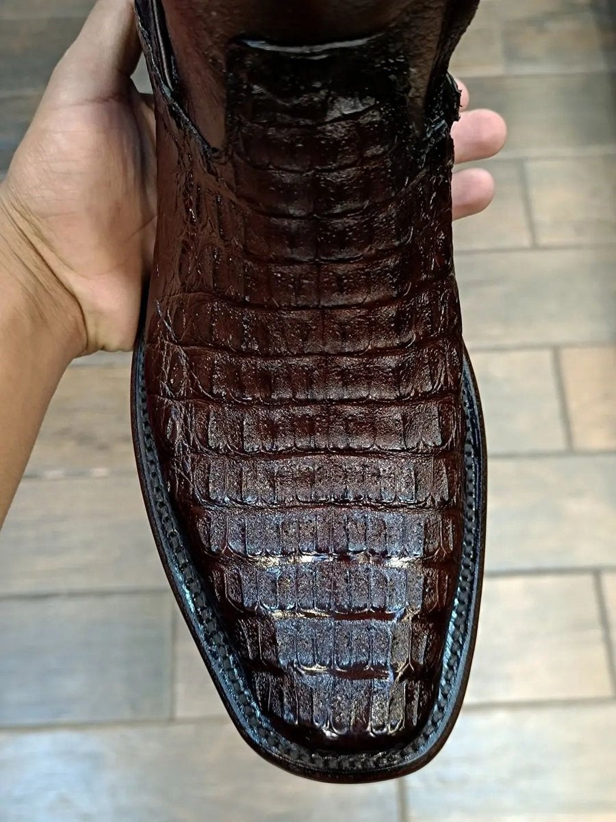 Men's Handmade Buckle Crocodile Boots