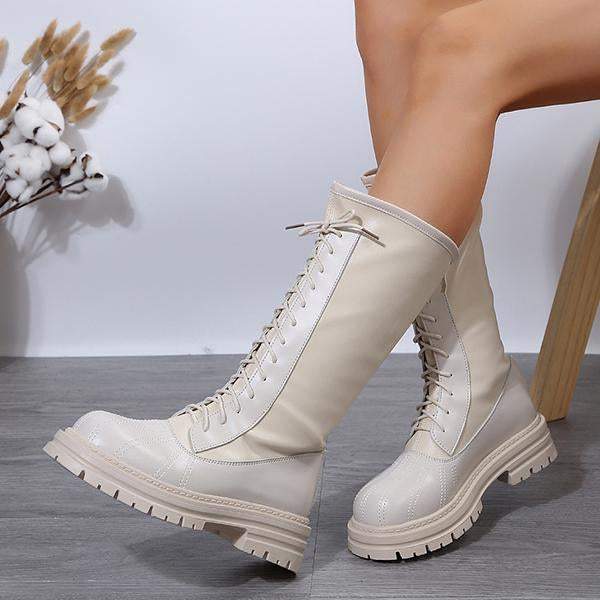 Women's Casual Lace-Up Thick Sole Long Boots