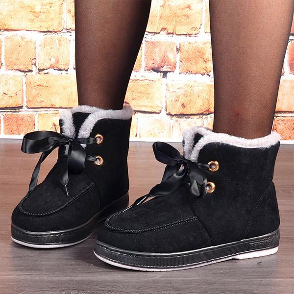 Women's Casual Flat Lace Up Snow Boots