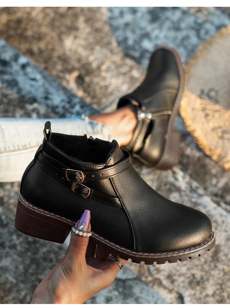 Autumn Casual Pu Plain Sock Boots