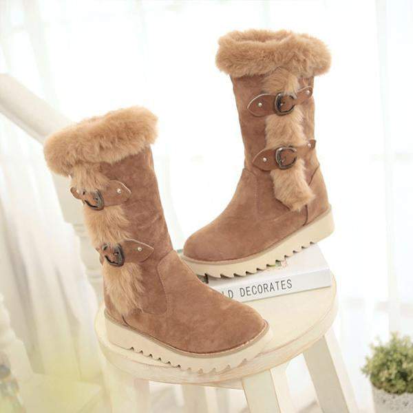 Women's Casual Thick Soled Furry Gear Sole Warm Cotton Boots