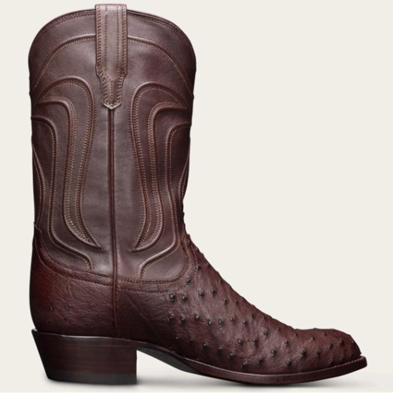 Roman Cozy Mid-Heel Ostrich Knights Boots
