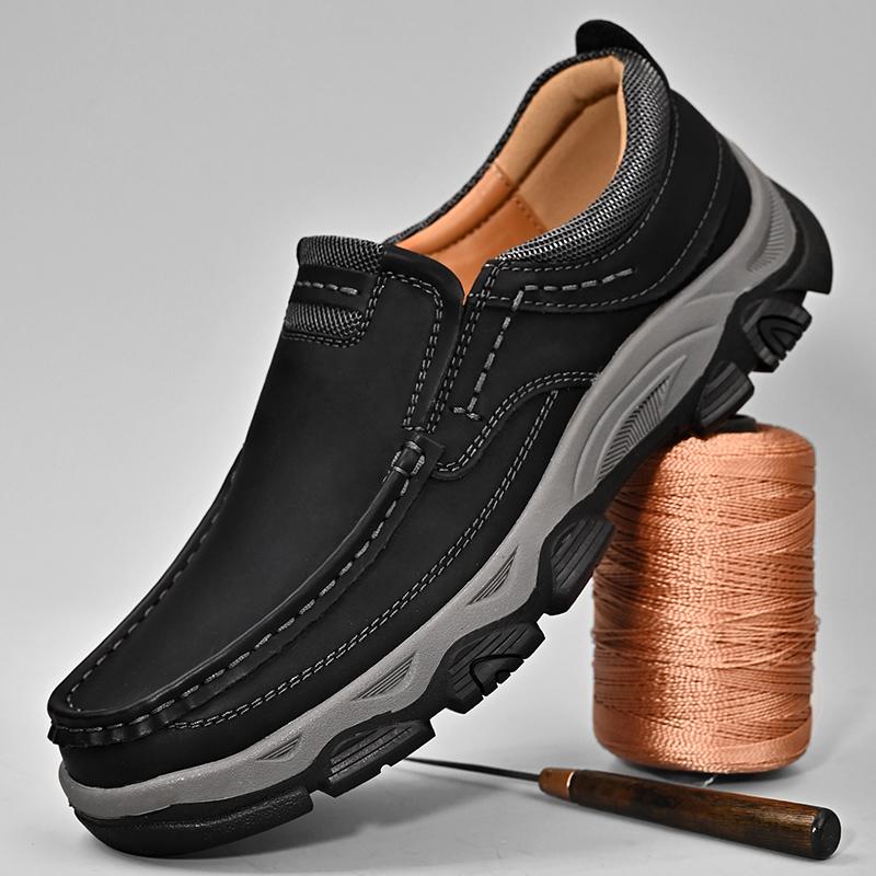 Men's Casual Walking Shoes Genuine Leather Slip-On Loafers