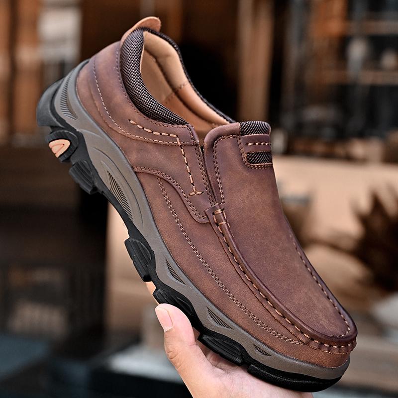 Men's Casual Walking Shoes Genuine Leather Slip-On Loafers