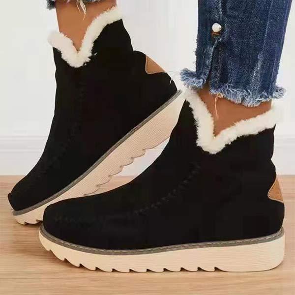 Women'S Rabbit Fur Warm Wedge Snow Boots