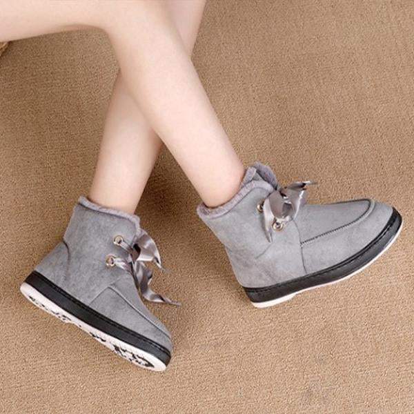 Women's Casual Flat Lace Up Snow Boots