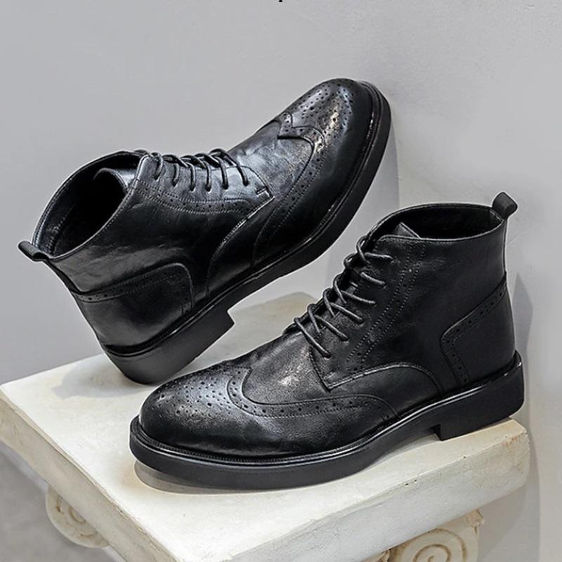 Men's Retro Leather High-rise Comfortable Wear-resistant Boots