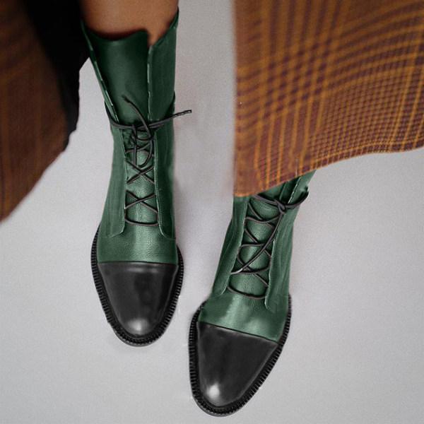 Women'S Paneled Lace-Up Short Martin Boots Biker Boots