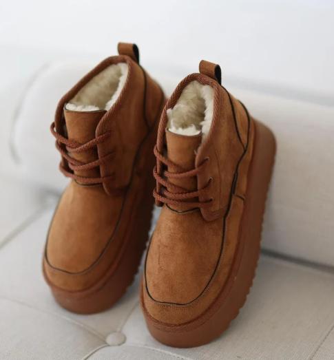 Hugo Lace Up Thick Soled Women's Boots With Fur Insid
