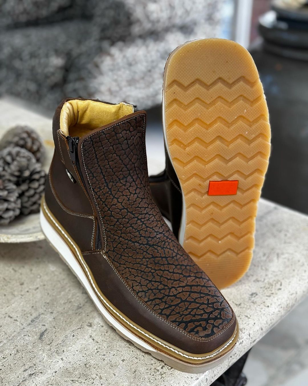 Vintage Printed Handmade Cowhide Boots