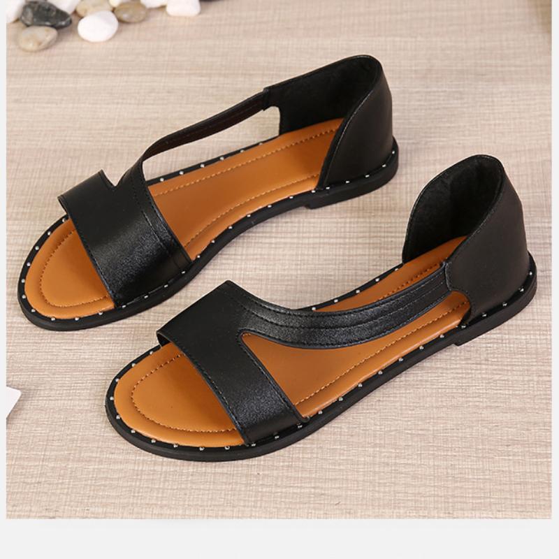 (⏰Last Day Promotion $6 OFF)Fish-mouth Rivet Open Toe Flat Sandals(Buy 3 Get Free Shipping✔️)