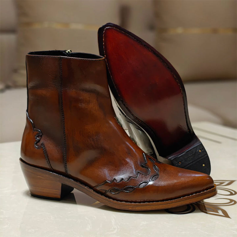 Men's Cowboy Pointed Leather Boots