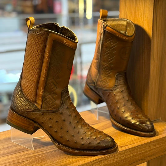 Vintage Ostrich Leather Ranch Cowboy Boots(Buy 2 Free Shipping✔️)