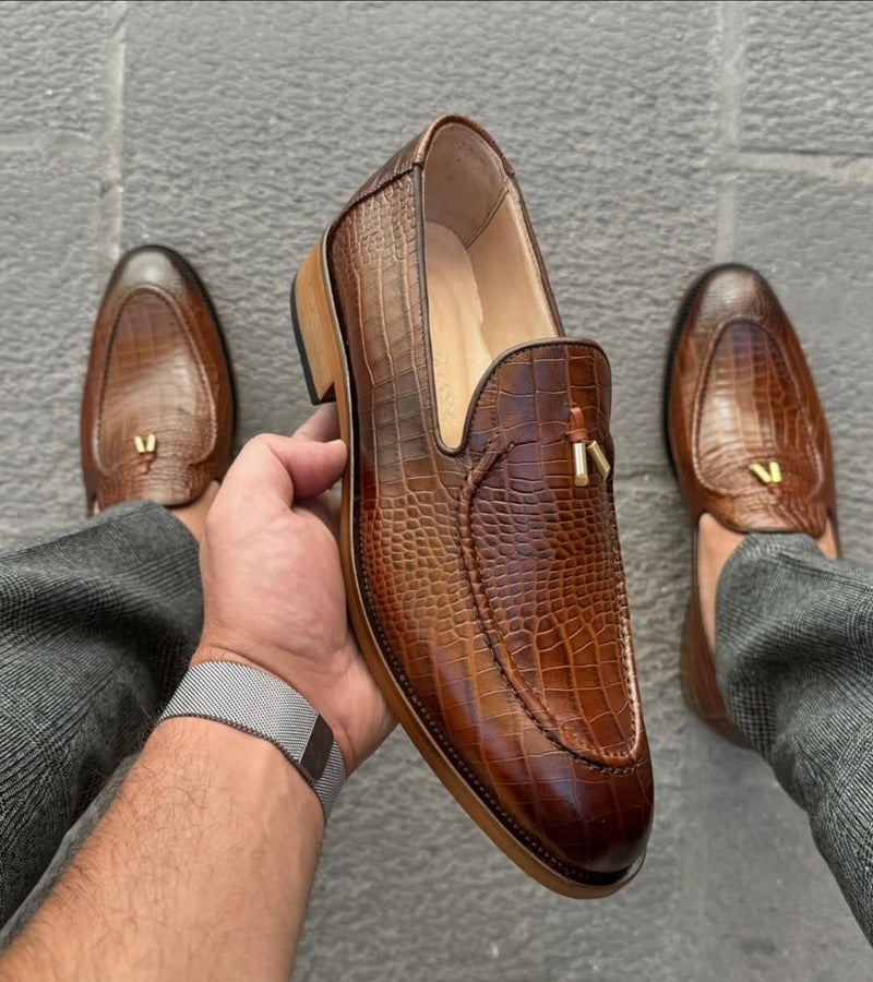 2025 Italy Handmade Crocodile Leather Shoes: