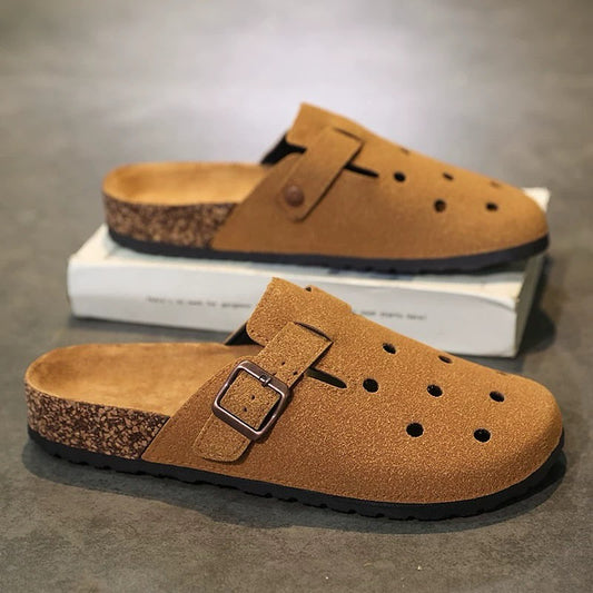 Suede Cutout Platform Mule Shoes