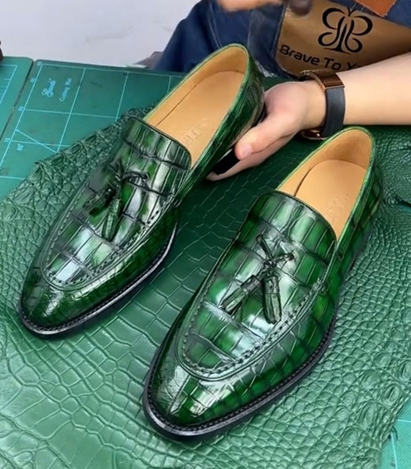 2025 Men's Crocodile Tassel Loafers