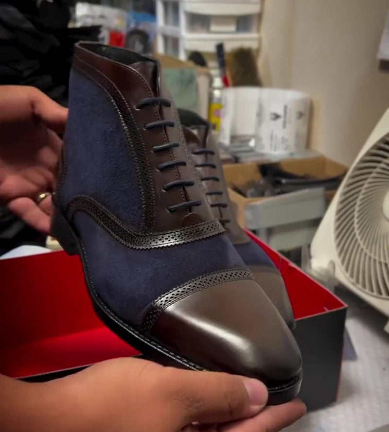 Elite Suede-Leather Brogue Boots