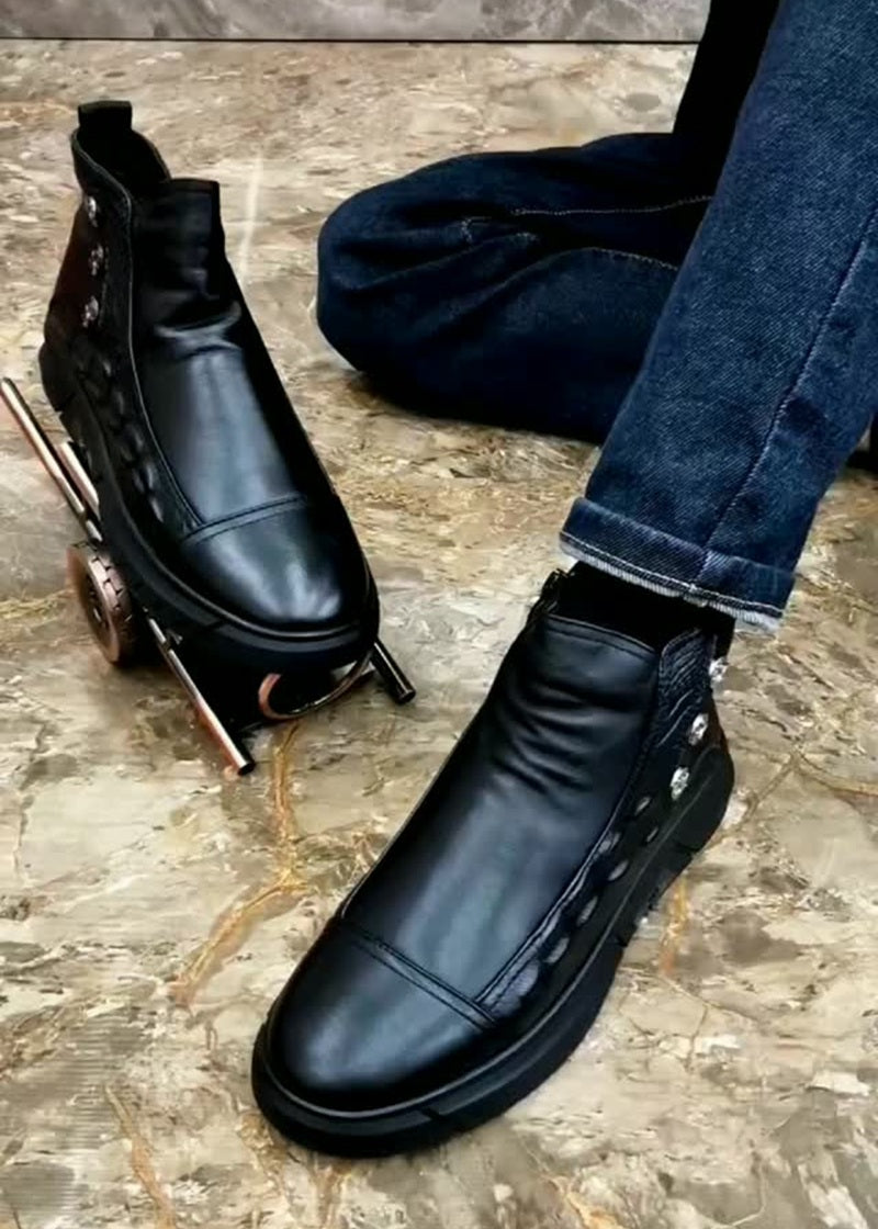 Men's Handmade Crocodile-Print Soft Leather Chelsea Boots