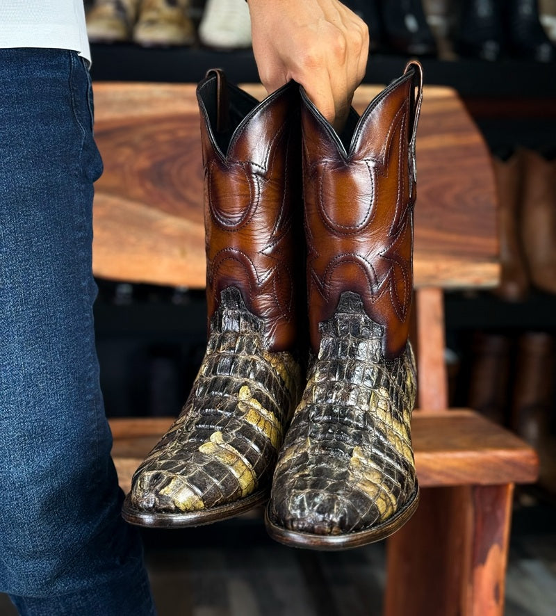 Vintage Croc Leather Ranch Boots