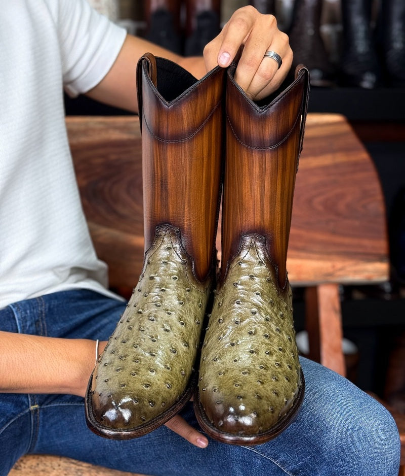 Tan Ostrich Heritage Western Boots