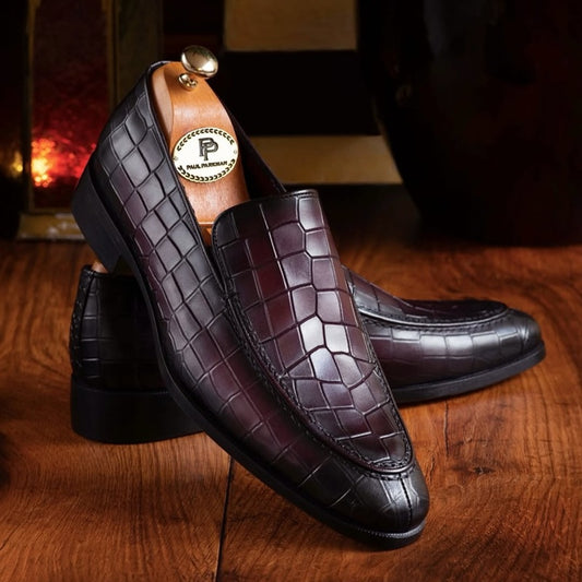 Burgundy Croc Classic Loafer