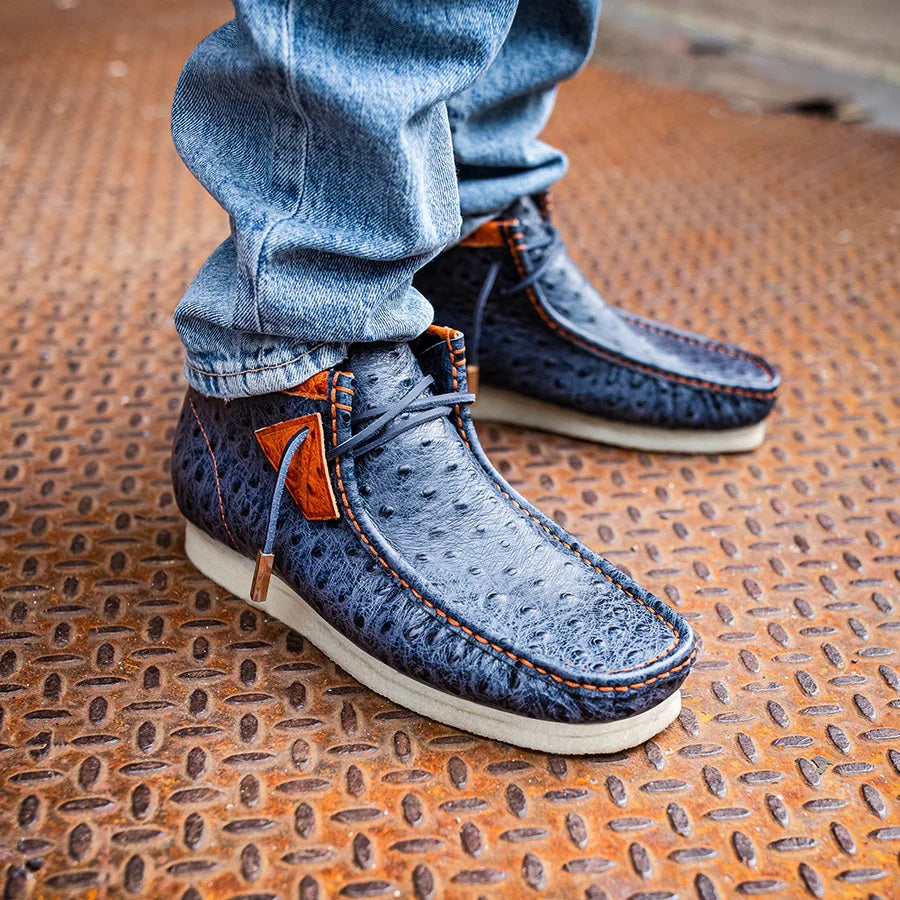 Men's Ostrich-Embossed Leather Shoes