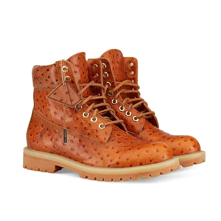 Men's Ostrich-embossed Leather Boots