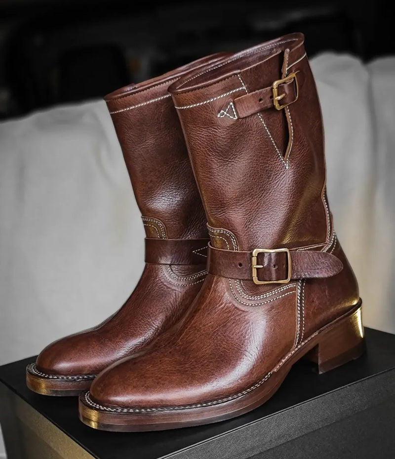 Men's Handmade Buckle Cowhide Boots
