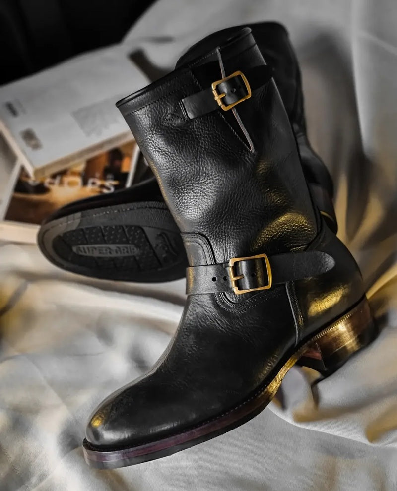 Men's Handmade Buckle Cowhide Boots