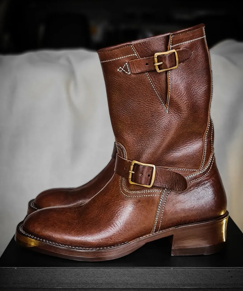 Men's Handmade Buckle Cowhide Boots