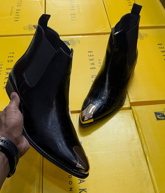 Men's Embossed Metallic Ankle Boots